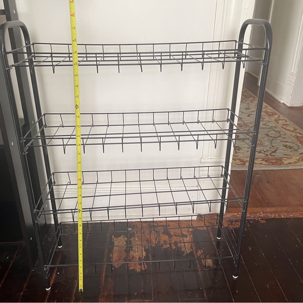 4-Tier Metal Wire Shelf Organizer in Black plant/shoes